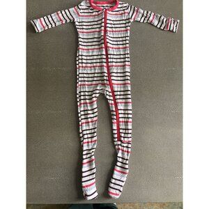 Kickee Pants Pink Purple And Burgundy Stripe Pajamas 18/24 EUC